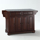 Alexandria Granite Top Full Size Kitchen Island/Cart - Mahogany & Gray Granite