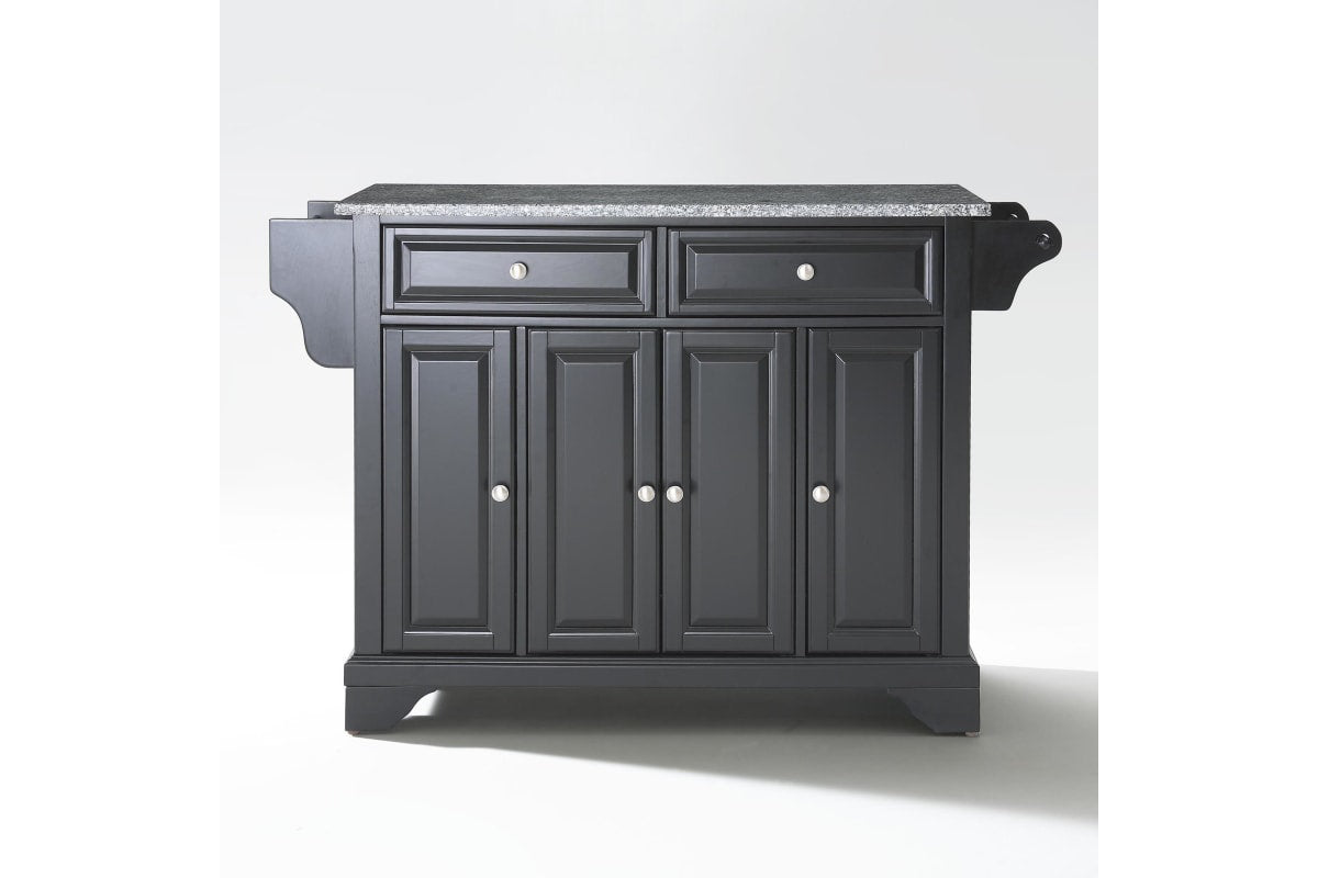 Lafayette Granite Top Full Size Kitchen Island/Cart - Black & Gray Granite