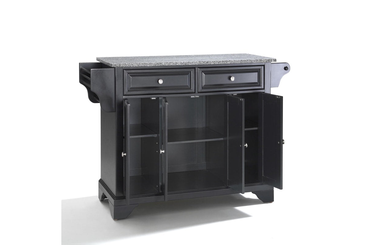 Lafayette Granite Top Full Size Kitchen Island/Cart - Black & Gray Granite