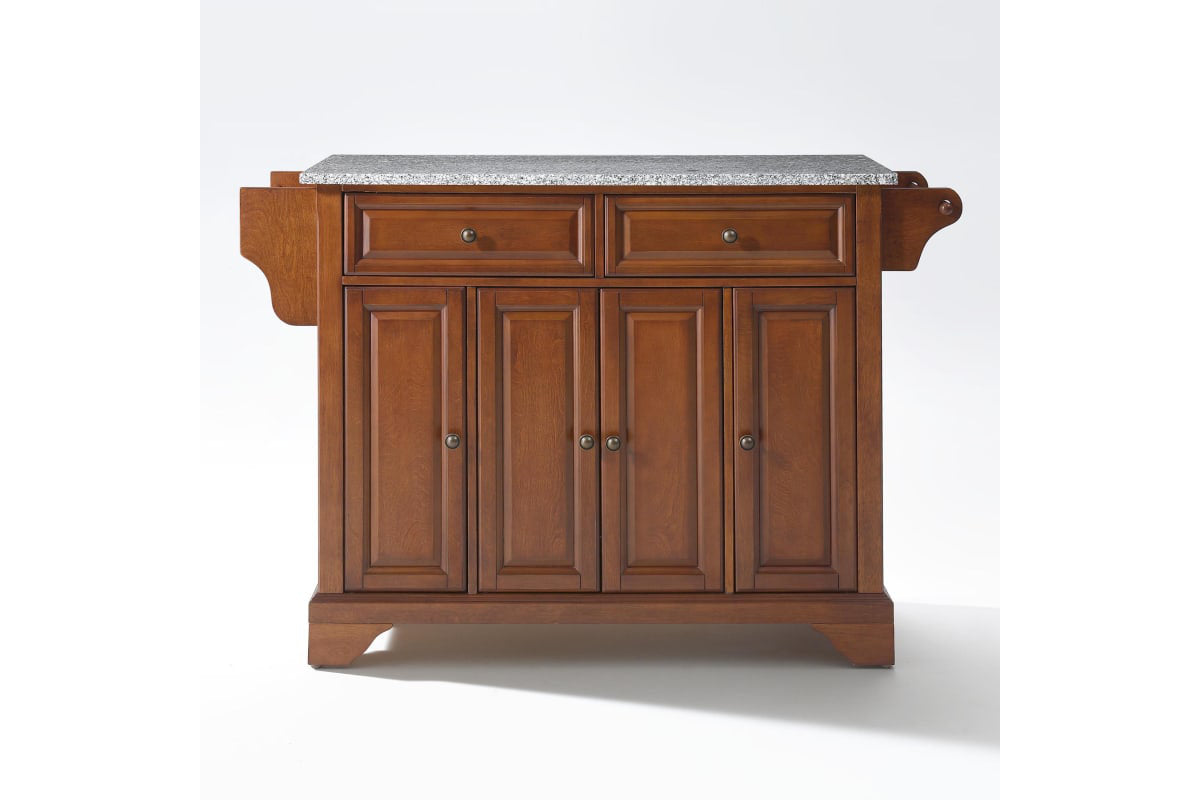 Lafayette Granite Top Full Size Kitchen Island/Cart - Cherry & Gray Granite