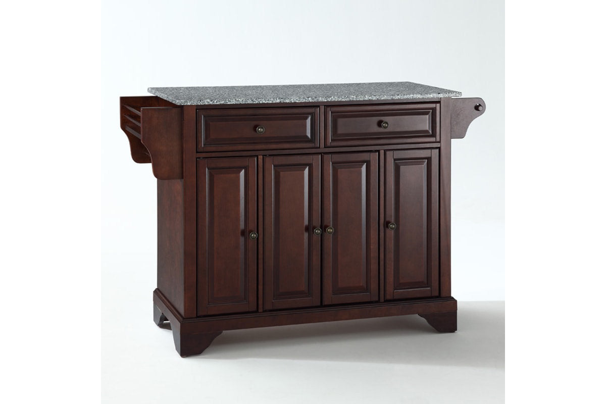 Lafayette Granite Top Full Size Kitchen Island/Cart - Mahogany & Gray Granite