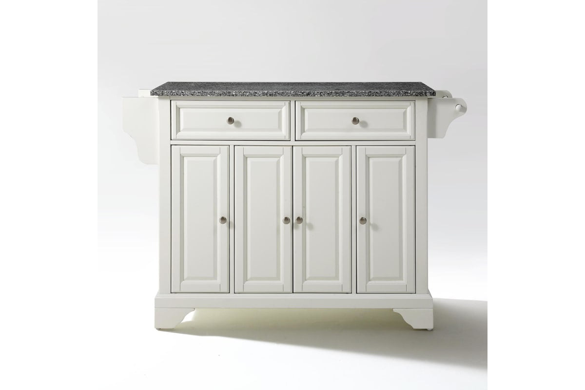 Lafayette Granite Top Full Size Kitchen Island/Cart - White & Gray Granite