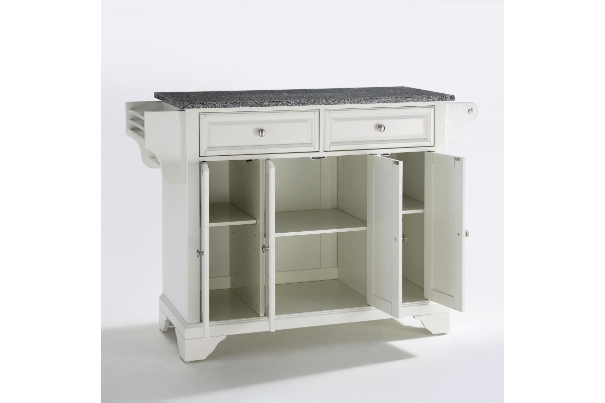 Lafayette Granite Top Full Size Kitchen Island/Cart - White & Gray Granite