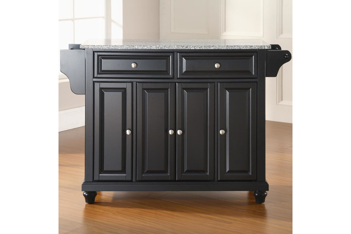 Cambridge Granite Top Full Size Kitchen Island/Cart - Black & Gray Granite