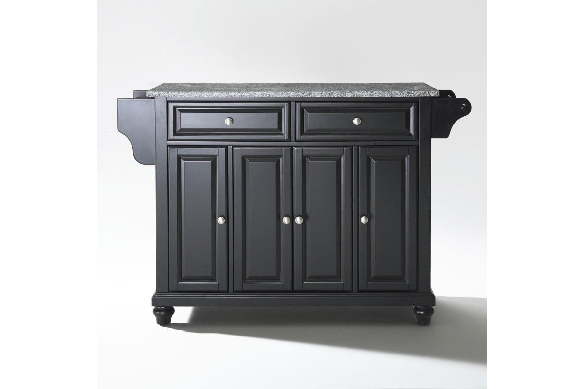 Cambridge Granite Top Full Size Kitchen Island/Cart - Black & Gray Granite