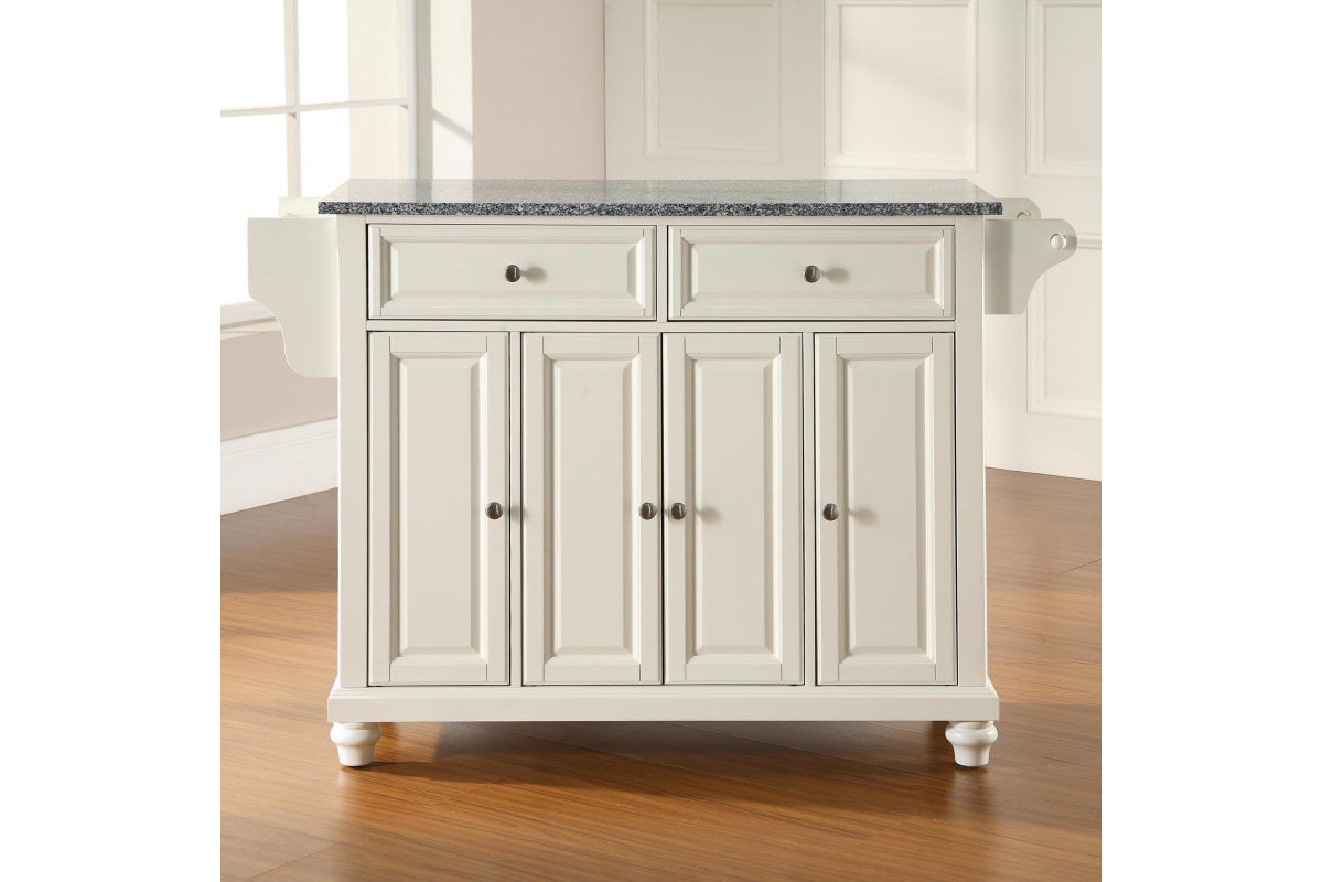 Cambridge Granite Top Full Size Kitchen Island/Cart - White & Gray Granite