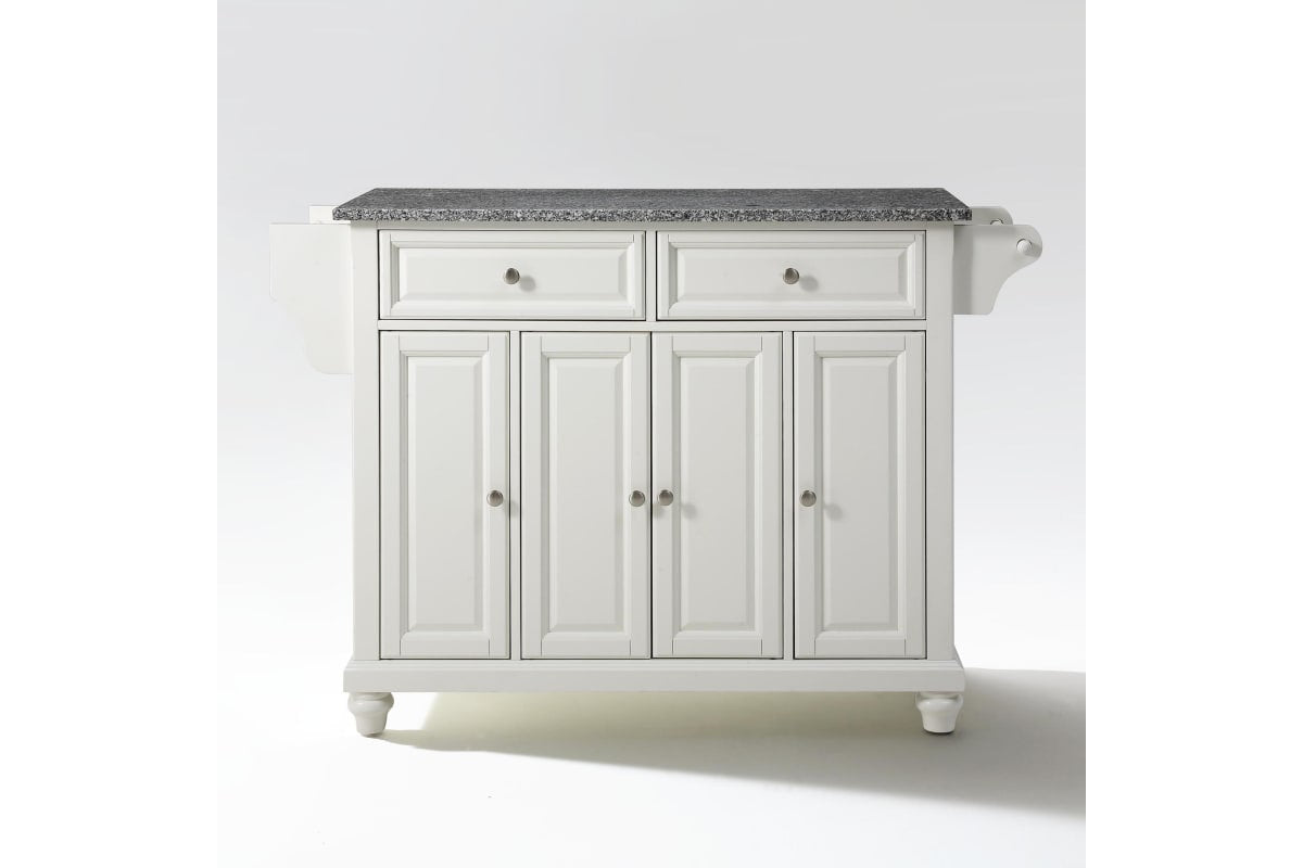 Cambridge Granite Top Full Size Kitchen Island/Cart - White & Gray Granite