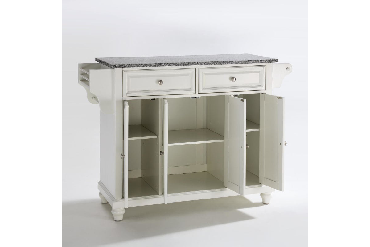 Cambridge Granite Top Full Size Kitchen Island/Cart - White & Gray Granite