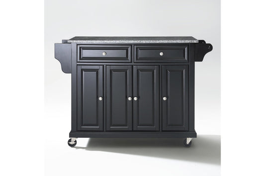Full Size Granite Top Kitchen Cart - Black & Gray Granite