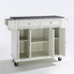 Full Size Granite Top Kitchen Cart - White & Gray Granite