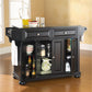 Alexandria Granite Top Full Size Kitchen Island/Cart - Black & Black Granite