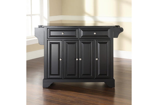 Lafayette Granite Top Full Size Kitchen Island/Cart - Black & Black Granite