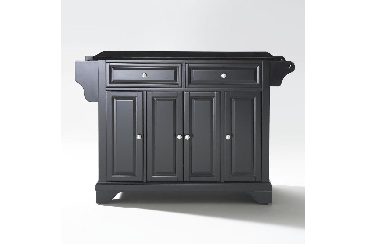 Lafayette Granite Top Full Size Kitchen Island/Cart - Black & Black Granite