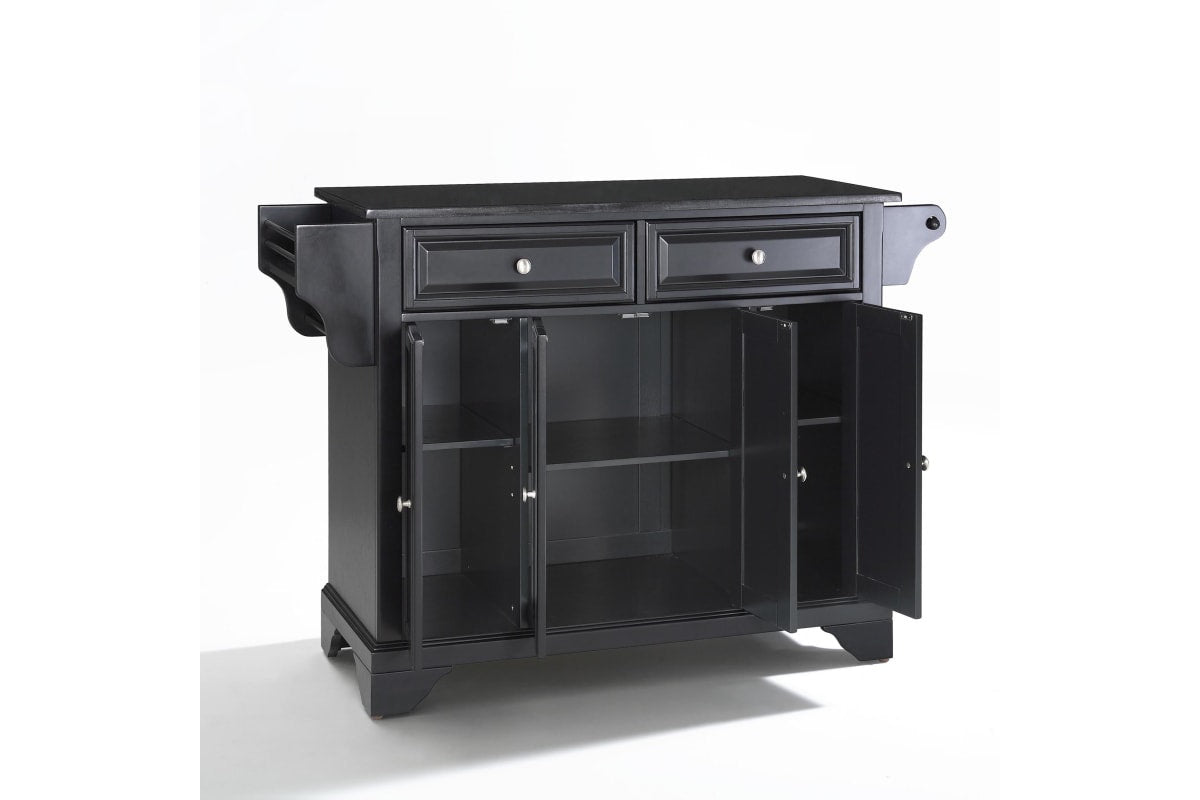 Lafayette Granite Top Full Size Kitchen Island/Cart - Black & Black Granite