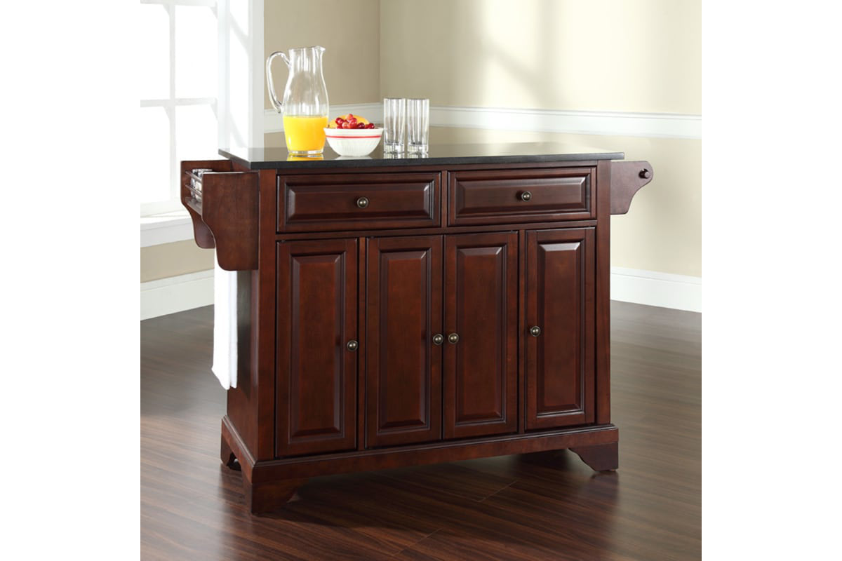 Lafayette Granite Top Full Size Kitchen Island/Cart - Mahogany & Black Granite