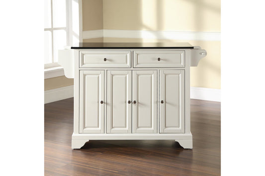 Lafayette Granite Top Full Size Kitchen Island/Cart - White & Black Granite