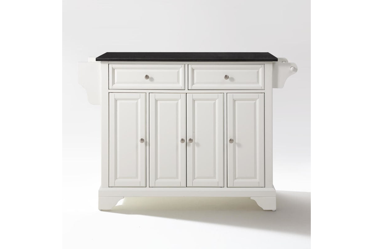 Lafayette Granite Top Full Size Kitchen Island/Cart - White & Black Granite