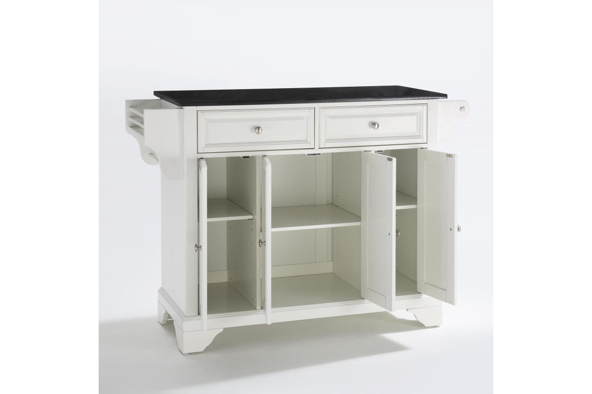 Lafayette Granite Top Full Size Kitchen Island/Cart - White & Black Granite