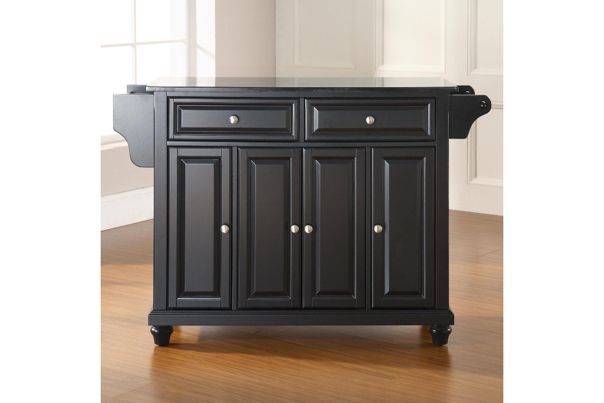 Cambridge Granite Top Full Size Kitchen Island/Cart - Black & Black Granite