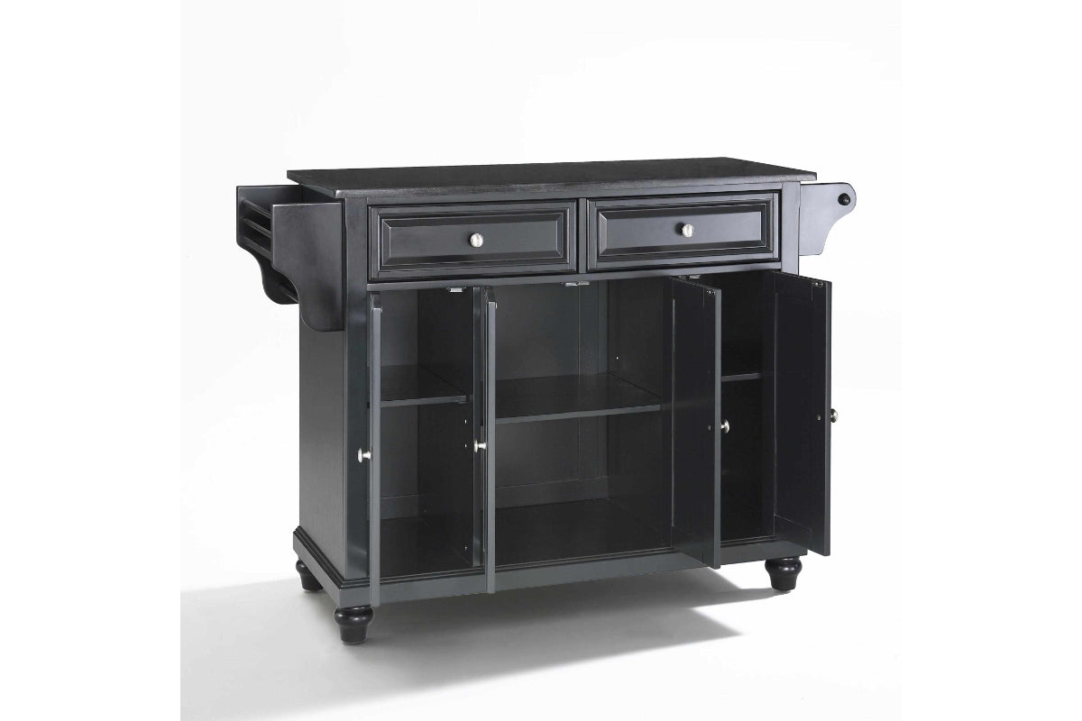 Cambridge Granite Top Full Size Kitchen Island/Cart - Black & Black Granite