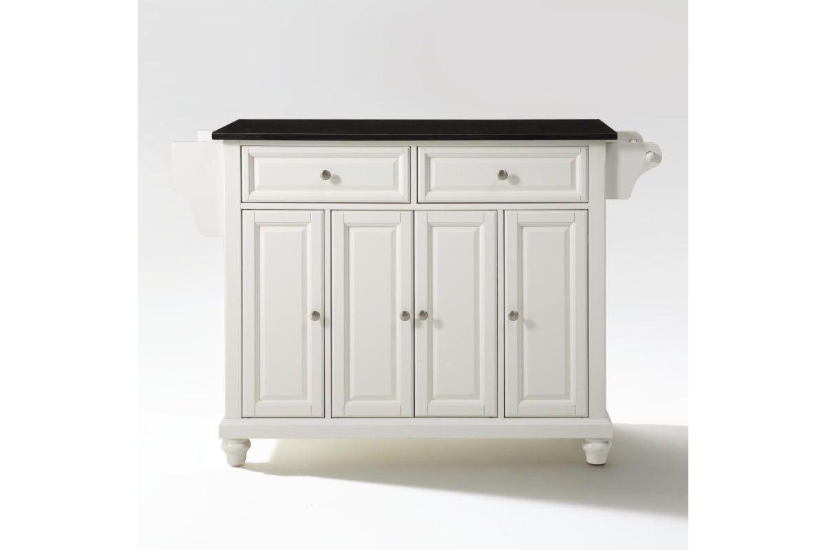 Cambridge Granite Top Full Size Kitchen Island/Cart - White & Black Granite