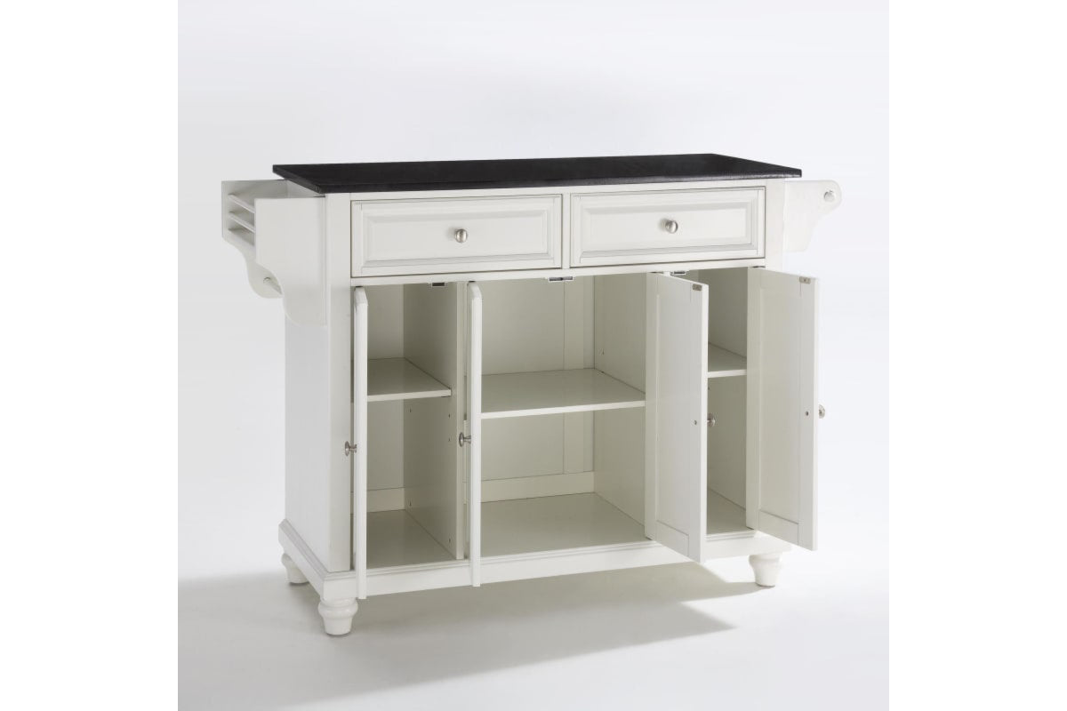 Cambridge Granite Top Full Size Kitchen Island/Cart - White & Black Granite