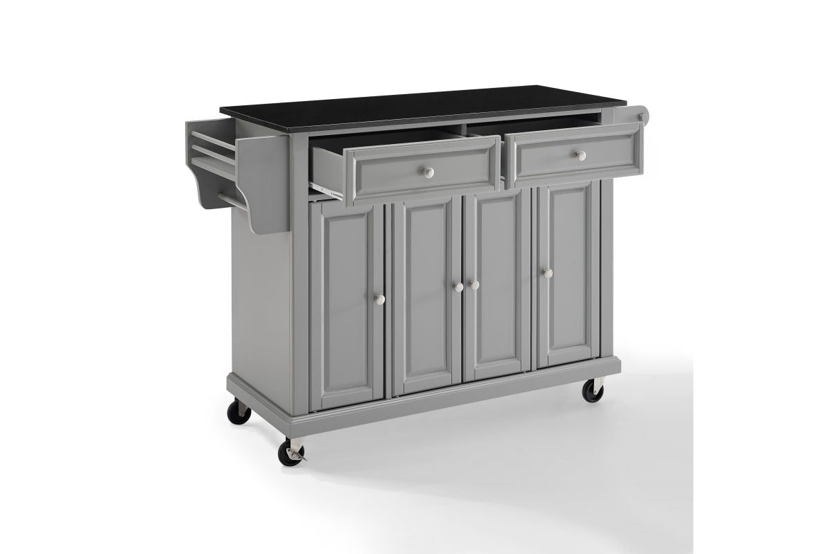 Full Size Granite Top Kitchen Cart - Gray & Black Granite