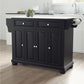 Alexandria Granite Top Full Size Kitchen Island/Cart - Black & White Granite