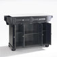 Alexandria Granite Top Full Size Kitchen Island/Cart - Black & White Granite