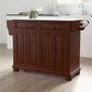 Alexandria Granite Top Full Size Kitchen Island/Cart - Mahogany & White Granite