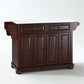 Alexandria Granite Top Full Size Kitchen Island/Cart - Mahogany & White Granite