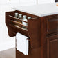 Alexandria Granite Top Full Size Kitchen Island/Cart - Mahogany & White Granite