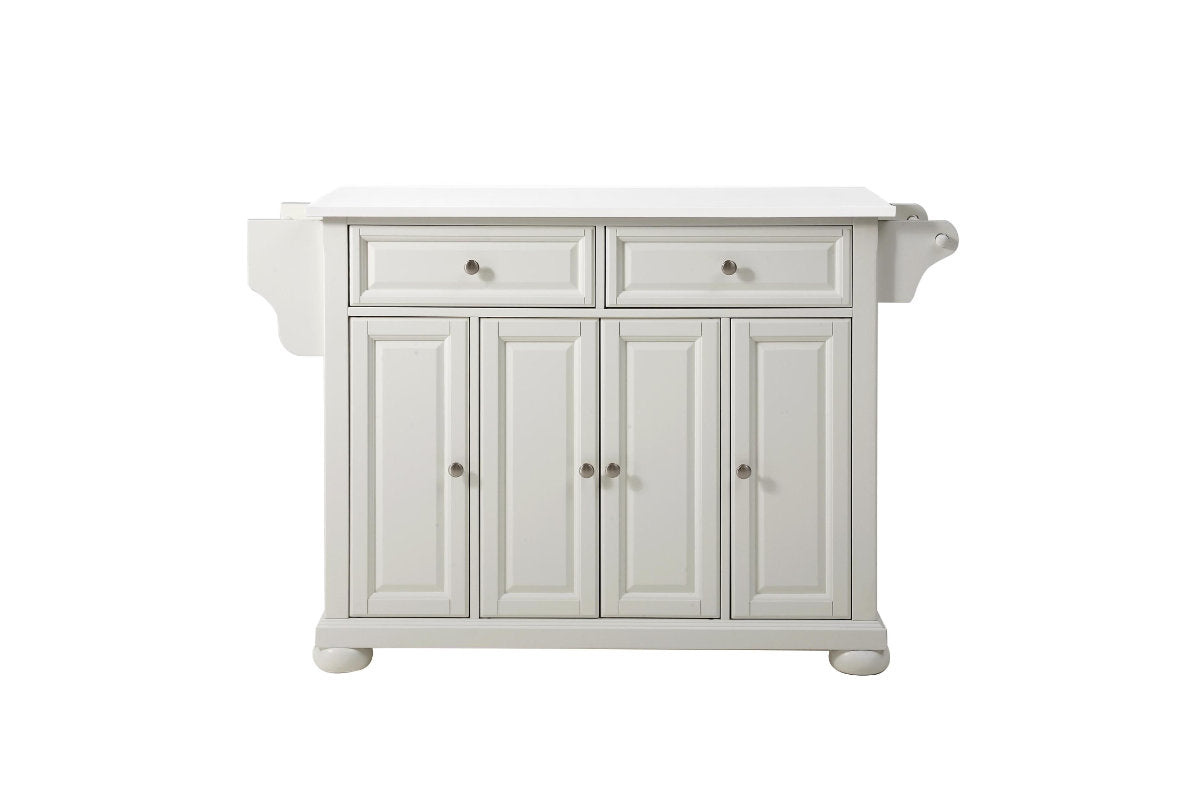 Alexandria Granite Top Full Size Kitchen Island/Cart - White & White Granite