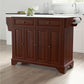 Lafayette Granite Top Full Size Kitchen Island/Cart - Mahogany & White Granite