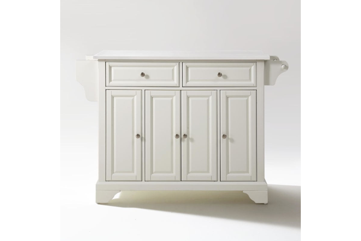 Lafayette Granite Top Full Size Kitchen Island/Cart - White & White Granite