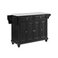 Cambridge Granite Top Full Size Kitchen Island/Cart - Black & White Granite