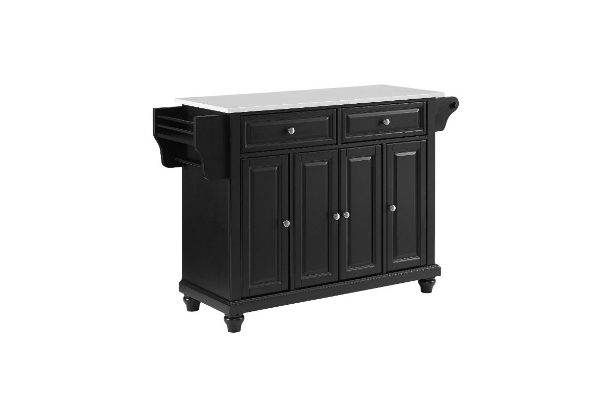 Cambridge Granite Top Full Size Kitchen Island/Cart - Black & White Granite