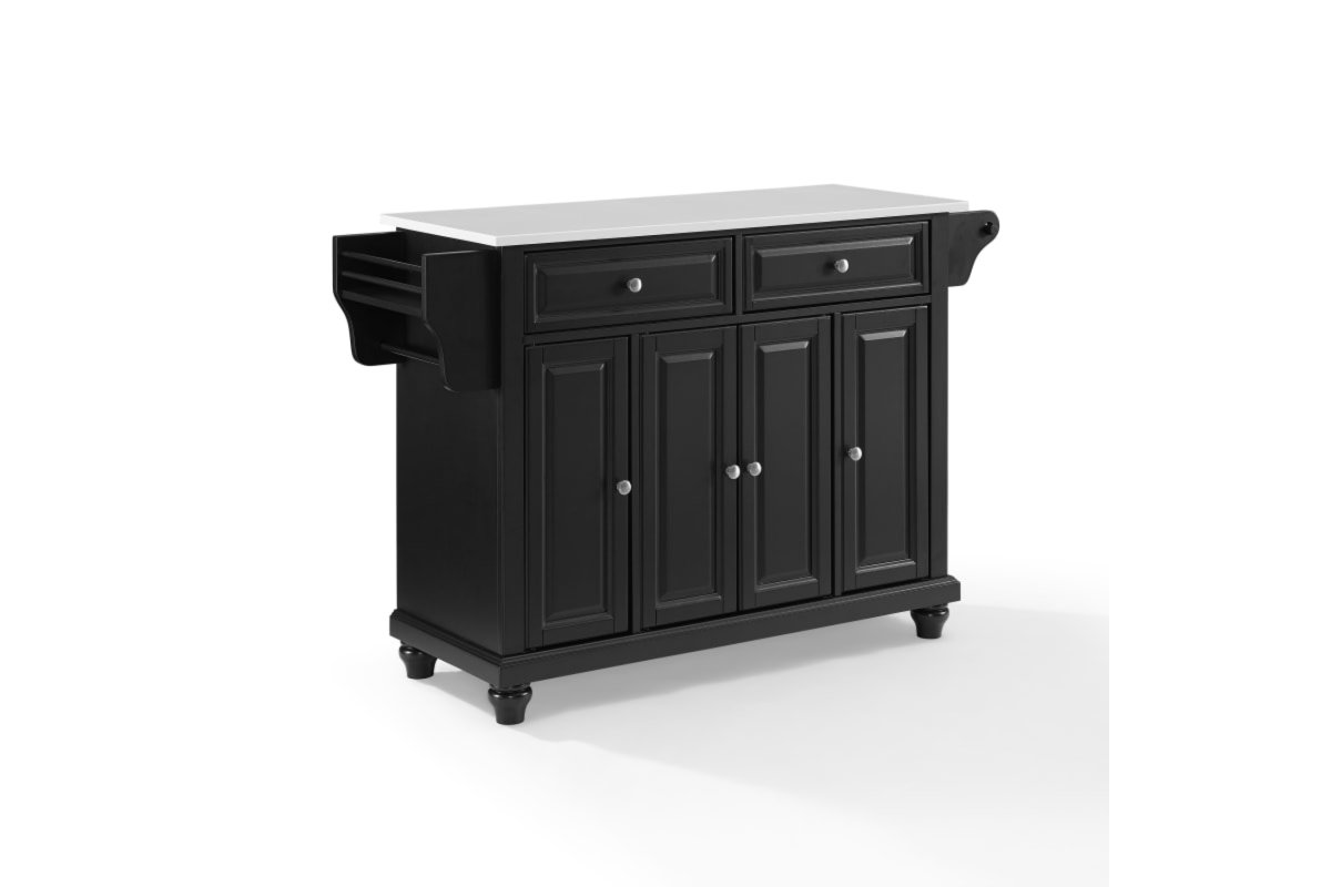 Cambridge Granite Top Full Size Kitchen Island/Cart - Black & White Granite