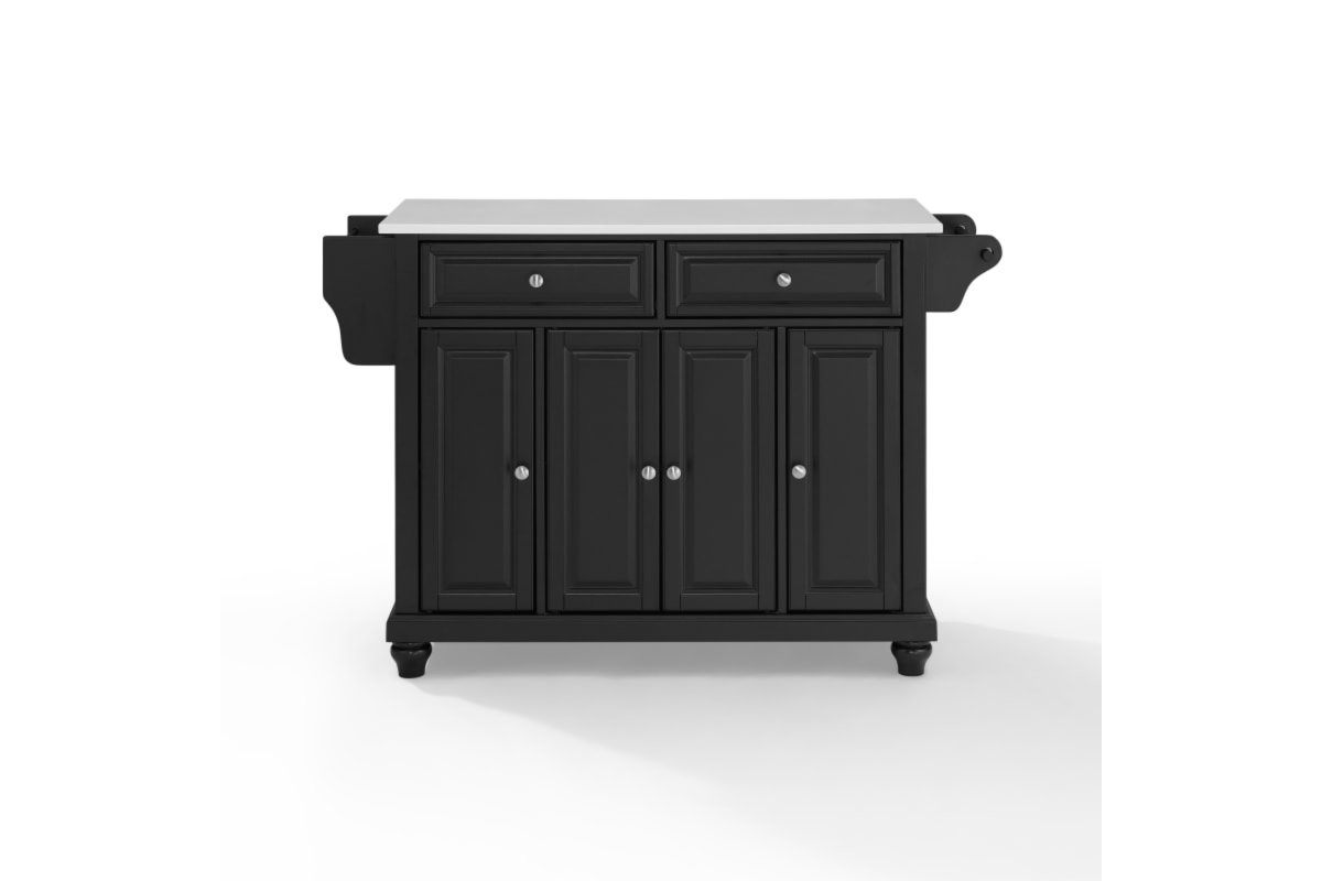 Cambridge Granite Top Full Size Kitchen Island/Cart - Black & White Granite