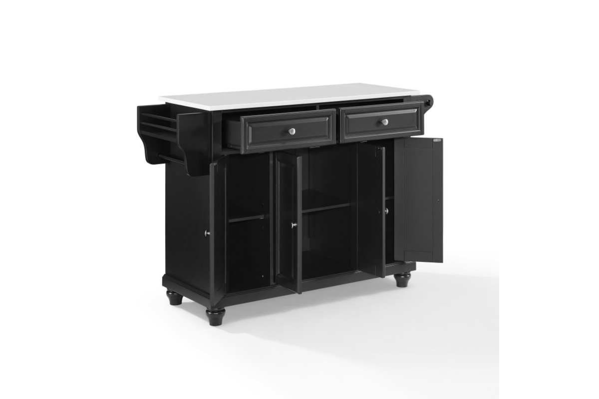 Cambridge Granite Top Full Size Kitchen Island/Cart - Black & White Granite