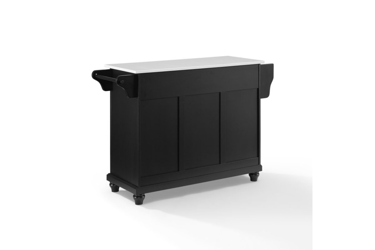 Cambridge Granite Top Full Size Kitchen Island/Cart - Black & White Granite