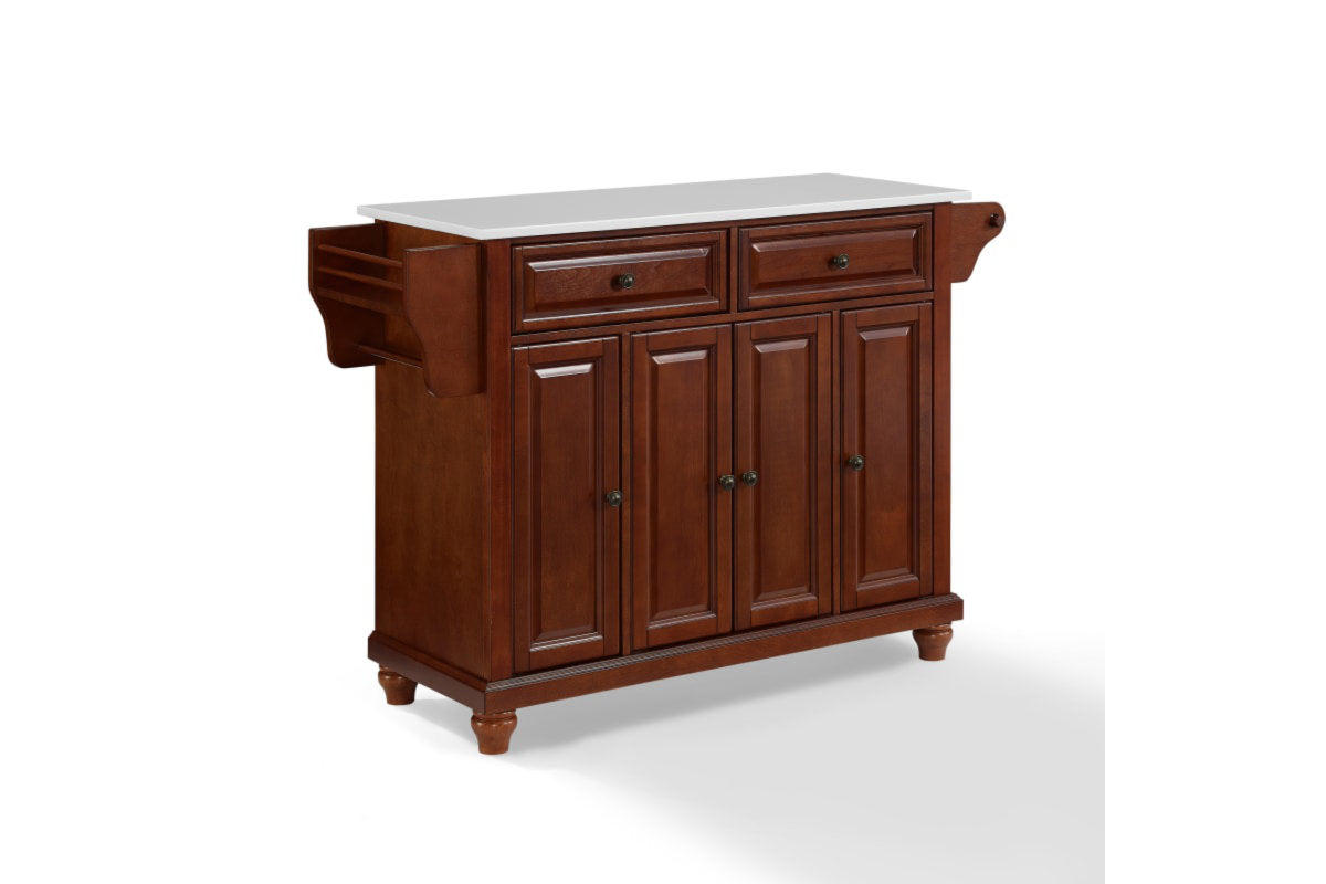 Cambridge Granite Top Full Size Kitchen Island/Cart - Mahogany & White Granite