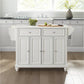 Cambridge Granite Top Full Size Kitchen Island/Cart - White & White Granite