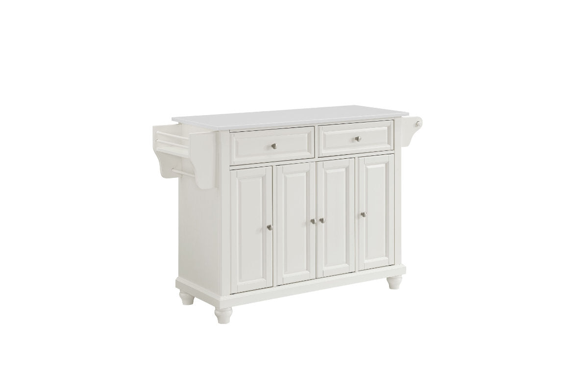 Cambridge Granite Top Full Size Kitchen Island/Cart - White & White Granite