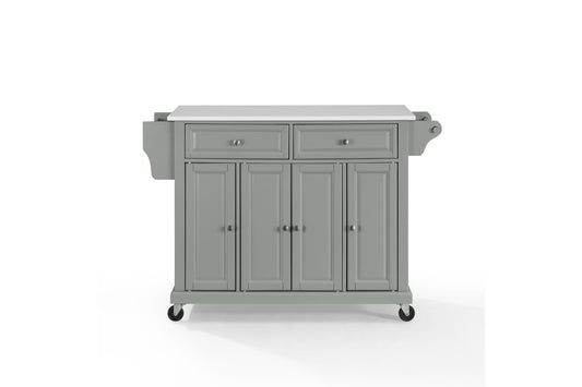 Full Size Granite Top Kitchen Cart - Gray & White Granite
