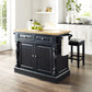 Oxford Kitchen Island W/Square Seat Stools - Black & Natural