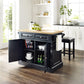 Oxford Kitchen Island W/Square Seat Stools - Black & Natural