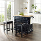 Oxford Kitchen Island W/Square Seat Stools - Black & Natural