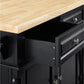 Oxford Kitchen Island W/Square Seat Stools - Black & Natural