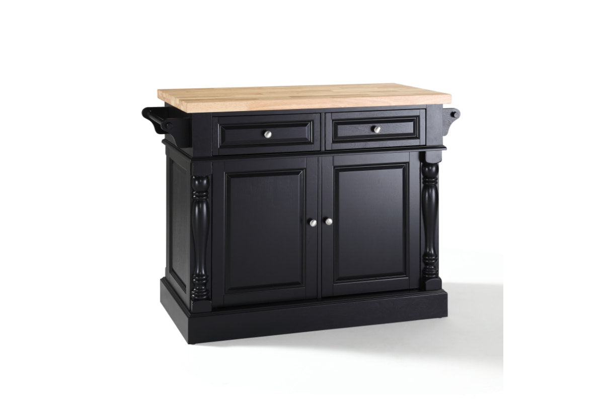 Oxford Butcher Block Kitchen Island - Black & Natural